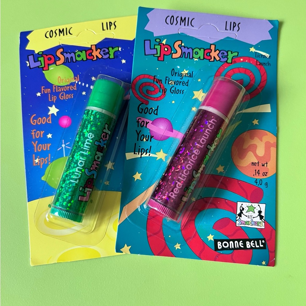 2 Bonne Bell Lip Smacker Cosmic Lips Gloss Balm Lunar Lime Licorice Launch HTF